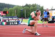 20 July 2019; Aaron Sexton of Ireland after competing in the Men's 200m during Day Three of the European Athletics U20 Championships in Borås, Sweden. Photo by Giancarlo Colombo/Sportsfile