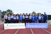 20 July 2019; Finn Valley AC team from Co Donegal who came second in the ladies Division 1 team event during the AAI National League Final at Tullamore Harriers Stadium in Tullamore, Co. Offaly. Photo by Matt Browne/Sportsfile