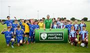 21 July 2019; Former Republic of Ireland International Richard Dunne, centre, with players from Drogheda United and the FAI Emerging Talent Programme team during the 2019 Football Association of Ireland Festival of Football at the MDL Grounds in Navan, Co. Meath. Photo by David Fitzgerald/Sportsfile