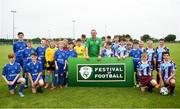 21 July 2019; Former Republic of Ireland International Richard Dunne, centre, with players from Drogheda United and the FAI Emerging Talent Programme team during the 2019 Football Association of Ireland Festival of Football at the MDL Grounds in Navan, Co. Meath. Photo by David Fitzgerald/Sportsfile