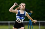21 July 2019; Juliet Evans of St. Senans AC, Co Kilkenny, competing in the shot put event during the Irish Life Health Juvenile B’s & Relays at Tullamore Harriers Stadium in Tullamore, Co. Offaly. Photo by Piaras Ó Mídheach/Sportsfile