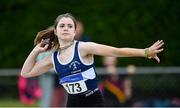 21 July 2019; Juliet Evans of St. Senans AC, Co Kilkenny, competing in the shot put event during the Irish Life Health Juvenile B’s & Relays at Tullamore Harriers Stadium in Tullamore, Co. Offaly. Photo by Piaras Ó Mídheach/Sportsfile