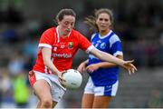 20 July 2019; Áine O'Sullivan of Cork in possession as Shauna Lynch of Cavan closes in during the TG4 All-Ireland Ladies Football Senior Championship Group 2 Round 2 match between Cork and Cavan at TEG Cusack Park in Mullingar, Co. Westmeath. Photo by Piaras Ó Mídheach/Sportsfile