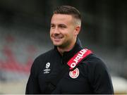 21 July 2019; Mikey Drennan of St Patrick's Athletic arrives ahead of the SSE Airtricity League Premier Division match between Bohemians and St Patrick's Athletic at Dalymount Park in Dublin. Photo by Michael P Ryan/Sportsfile