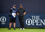 21 July 2019; Shane Lowry of Ireland with his caddy Brian Martin on the 1st tee box during Day Four of the 148th Open Championship at Royal Portrush in Portrush, Co Antrim. Photo by Brendan Moran/Sportsfile