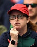 21 July 2019; A Mayo fan reacts during the GAA Football All-Ireland Senior Championship Quarter-Final Group 1 Phase 2 match between Mayo and Meath at Croke Park in Dublin. Photo by David Fitzgerald/Sportsfile