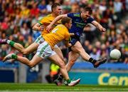 21 July 2019; Seamus O'Shea of Mayo in action against Conor McGill and Shane Gallagher of Meath during the GAA Football All-Ireland Senior Championship Quarter-Final Group 1 Phase 2 match between Mayo and Meath at Croke Park in Dublin. Photo by Ray McManus/Sportsfile