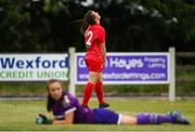 21 July 2019; Emily Whelan of Shelbourne reacts after scoring a goal which was ruled offside during the SÓ Hotels Women's National League Cup Final match between Wexford Youths Women and Shelbourne at Ferrycarrig Park in Wexford. Photo by Harry Murphy/Sportsfile