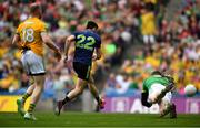 21 July 2019; Kevin McLoughlin of Mayo shoots to score his side's first goal during the GAA Football All-Ireland Senior Championship Quarter-Final Group 1 Phase 2 match between Mayo and Meath at Croke Park in Dublin. Photo by David Fitzgerald/Sportsfile