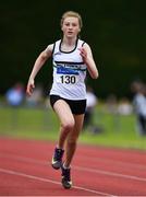 21 July 2019; Caoimhe Geoghegan of Midleton AC, Co Cork, competing in the Girls U15 100m event during the Irish Life Health Juvenile B’s & Relays at Tullamore Harriers Stadium in Tullamore, Co. Offaly. Photo by Piaras Ó Mídheach/Sportsfile