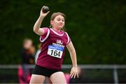 21 July 2019; Aoibhinn Harte of Lios Tuathail AC, Co Kerry, competing in the Girls U14 shot put event during the Irish Life Health Juvenile B’s & Relays at Tullamore Harriers Stadium in Tullamore, Co. Offaly. Photo by Piaras Ó Mídheach/Sportsfile