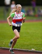 21 July 2019; Caoimhe Flannery of Skibbereen AC, Co Cork, competing in the Girls U13 600m event during the Irish Life Health Juvenile B’s & Relays at Tullamore Harriers Stadium in Tullamore, Co. Offaly. Photo by Piaras Ó Mídheach/Sportsfile