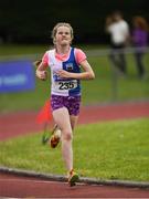21 July 2019; Eimear Cotter of Tullamore Harriers AC, Co Offaly, competing in the Girls U13 600m event during the Irish Life Health Juvenile B’s & Relays at Tullamore Harriers Stadium in Tullamore, Co. Offaly. Photo by Piaras Ó Mídheach/Sportsfile