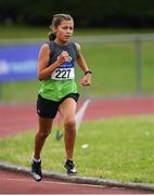 21 July 2019; Isabella Garcia of Ace AC, Co Louth, competing in the Girls U13 600m event during the Irish Life Health Juvenile B’s & Relays at Tullamore Harriers Stadium in Tullamore, Co. Offaly. Photo by Piaras Ó Mídheach/Sportsfile