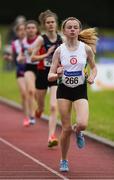 21 July 2019; Sadhbh Buckley of St. Coca's AC, Co Kildare, competing in the Girls U14 800m event during the Irish Life Health Juvenile B’s & Relays at Tullamore Harriers Stadium in Tullamore, Co. Offaly. Photo by Piaras Ó Mídheach/Sportsfile