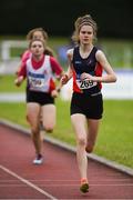 21 July 2019; Nina O'Connor of Le Chéile AC, Co Kildare, competing in the Girls U14 800m event during the Irish Life Health Juvenile B’s & Relays at Tullamore Harriers Stadium in Tullamore, Co. Offaly. Photo by Piaras Ó Mídheach/Sportsfile