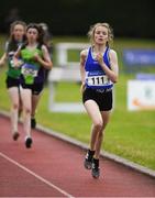 21 July 2019; Katie Dowds of Finn Valley AC, Co Donegal, competing in the Girls U14 800m event during the Irish Life Health Juvenile B’s & Relays at Tullamore Harriers Stadium in Tullamore, Co. Offaly. Photo by Piaras Ó Mídheach/Sportsfile