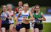 21 July 2019; Aine Sheridan of Carraig-Na-Bhfear AC, Co Cork, front, competing in the Girls U14 800m event during the Irish Life Health Juvenile B’s & Relays at Tullamore Harriers Stadium in Tullamore, Co. Offaly. Photo by Piaras Ó Mídheach/Sportsfile