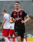 21 July 2019; Ryan Swan of Bohemians celebrates after scoring his side's third goal during the SSE Airtricity League Premier Division match between Bohemians and St Patrick's Athletic at Dalymount Park in Dublin. Photo by Michael P Ryan/Sportsfile