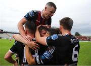 21 July 2019; Ryan Swan of Bohemians celebrates with team-mates after scoring his side's third goal during the SSE Airtricity League Premier Division match between Bohemians and St Patrick's Athletic at Dalymount Park in Dublin. Photo by Michael P Ryan/Sportsfile