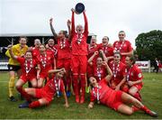 21 July 2019; Shelbourne players celebrate with the trophy following the SÓ Hotels Women's National League Cup Final match between Wexford Youths Women and Shelbourne at Ferrycarrig Park in Wexford. Photo by Harry Murphy/Sportsfile