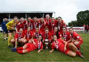 21 July 2019; Shelbourne players celebrate with the trophy following the SÓ Hotels Women's National League Cup Final match between Wexford Youths Women and Shelbourne at Ferrycarrig Park in Wexford. Photo by Harry Murphy/Sportsfile