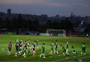 21 July 2019; Republic of Ireland players warm up prior to the 2019 UEFA U19 European Championship Finals group B match between Republic of Ireland and Czech Republic at the FFA Academy Stadium in Yerevan, Armenia. Photo by Stephen McCarthy/Sportsfile