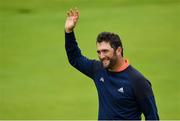 21 July 2019; Jon Rahm of Spain after finishing his round on the 18th green during Day Four of the 148th Open Championship at Royal Portrush in Portrush, Co Antrim. Photo by Brendan Moran/Sportsfile