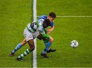 21 July 2019; Thomas Oluwa of Shamrock Rovers in action against Harry McEvoy of UCD during the SSE Airtricity League Premier Division match between Shamrock Rovers and UCD at Tallaght Stadium in Dublin. Photo by Seb Daly/Sportsfile