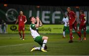 21 July 2019; Brandon Kavanagh of Republic of Ireland reacts after a missed opportunity on goal during the 2019 UEFA U19 European Championship Finals group B match between Republic of Ireland and Czech Republic at the FFA Academy Stadium in Yerevan, Armenia. Photo by Stephen McCarthy/Sportsfile