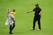 21 July 2019; Shane Lowry of Ireland celebrates with his wife Wendy Honner and daughter Iris after winning The Open Championship on Day Four of the 148th Open Championship at Royal Portrush in Portrush, Co Antrim. Photo by Brendan Moran/Sportsfile