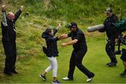 21 July 2019;  Shane Lowry of Ireland celebrates with his parents, Bridget and Brendan, after winning The Open Championship on Day Four of the 148th Open Championship at Royal Portrush in Portrush, Co Antrim. Photo by Brendan Moran/Sportsfile