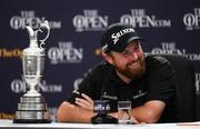 21 July 2019; Shane Lowry of Ireland with the Claret Jug in a press conference after winning the Open Championship on Day Four of the 148th Open Championship at Royal Portrush in Portrush, Co Antrim. Photo by Ramsey Cardy/Sportsfile