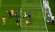 21 July 2019; Michael Newman of Meath kicks a point during the GAA Football All-Ireland Senior Championship Quarter-Final Group 1 Phase 2 match between Mayo and Meath at Croke Park in Dublin. Photo by David Fitzgerald/Sportsfile