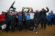 21 July 2019; Irish fans celebrate on Day Four of the 148th Open Championship at Royal Portrush in Portrush, Co Antrim. Photo by Brendan Moran/Sportsfile