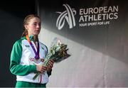 21 July 2019; Sarah Healy of Ireland with her Silver medal after finishing second in the Women's 1500m final during Day Four of the European Athletics U20 Championships in Borås, Sweden. Photo by Giancarlo Colombo/Sportsfile