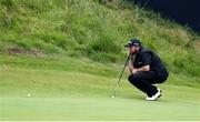 21 July 2019; Shane Lowry of Ireland lines up a putt on the 18th green during Day Four of the 148th Open Championship at Royal Portrush in Portrush, Co Antrim. Photo by John Dickson/Sportsfile
