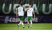 21 July 2019; Conor Grant, right, and Oisin McEntee of Republic of Ireland clebrate following the 2019 UEFA U19 European Championship Finals group B match between Republic of Ireland and Czech Republic at the FFA Academy Stadium in Yerevan, Armenia. Photo by Stephen McCarthy/Sportsfile