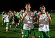 21 July 2019; Oisin McEntee and Barry Coffey, right, of Republic of Ireland celebrate following the 2019 UEFA U19 European Championship Finals group B match between Republic of Ireland and Czech Republic at the FFA Academy Stadium in Yerevan, Armenia. Photo by Stephen McCarthy/Sportsfile