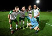 21 July 2019; Republic of Ireland players, from left, Niall Morahan, Andy Lyons, Brandon Kavanagh, Ali Reghba and Brian Maher, front, celebrate following the 2019 UEFA U19 European Championship Finals group B match between Republic of Ireland and Czech Republic at the FFA Academy Stadium in Yerevan, Armenia. Photo by Stephen McCarthy/Sportsfile