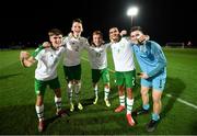 21 July 2019; Republic of Ireland players, from left, Niall Morahan, Andy Lyons, Brandon Kavanagh, Ali Reghba and Brian Maher celebrate following the 2019 UEFA U19 European Championship Finals group B match between Republic of Ireland and Czech Republic at the FFA Academy Stadium in Yerevan, Armenia. Photo by Stephen McCarthy/Sportsfile