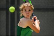 22 July 2019; Cliona Walsh of Ireland competes against Ida Johansson of Sweden in round 1 of the girls singles event at the Baku Tennis Academy during Day One of the 2019 Summer European Youth Olympic Festival in Baku, Azerbaijan. Photo by Eóin Noonan/Sportsfile