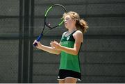 22 July 2019; Cliona Walsh of Ireland reacts after conceding a point to Ida Johansson of Sweden in round 1 of the girls singles event at the Baku Tennis Academy during Day One of the 2019 Summer European Youth Olympic Festival in Baku, Azerbaijan. Photo by Eóin Noonan/Sportsfile