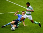 21 July 2019; Eric Abulu of Shamrock Rovers Eric Abulu is tackled by Harry McEvoy of UCD during the SSE Airtricity League Premier Division match between Shamrock Rovers and UCD at Tallaght Stadium in Dublin. Photo by Seb Daly/Sportsfile