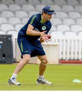 22 July 2019; Tim Murtagh practicing catching during an Ireland Cricket training session at Lords Cricket Ground in London, England. Photo by Matt Impey/Sportsfile