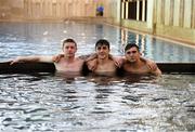22 July 2019; Kameron Ledwidge, left, Barry Coffey and Oisin McEntee, right, during a Republic of Ireland pool recovery session at the 2019 UEFA European U19 Championships in Yerevan, Armenia. Photo by Stephen McCarthy/Sportsfile