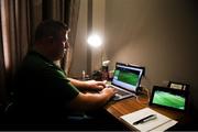 22 July 2019; Republic of Ireland performance analyst Martin Doyle prepares for their next game at the team hotel during the 2019 UEFA European U19 Championships in Yerevan, Armenia. Photo by Stephen McCarthy/Sportsfile