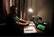 22 July 2019; Republic of Ireland performance analyst Martin Doyle prepares for their next game at the team hotel during the 2019 UEFA European U19 Championships in Yerevan, Armenia. Photo by Stephen McCarthy/Sportsfile