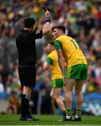 21 July 2019; Niall O'Donnell of Donegal is shown a black card by referee Paddy Neilan during the GAA Football All-Ireland Senior Championship Quarter-Final Group 1 Phase 2 match between Kerry and Donegal at Croke Park in Dublin. Photo by Ray McManus/Sportsfile