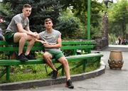 23 July 2019; Andy Lyons, left, and Oisin McEntee pose for a portrait at Victory Park during the 2019 UEFA European U19 Championships in Yerevan, Armenia. Photo by Stephen McCarthy/Sportsfile